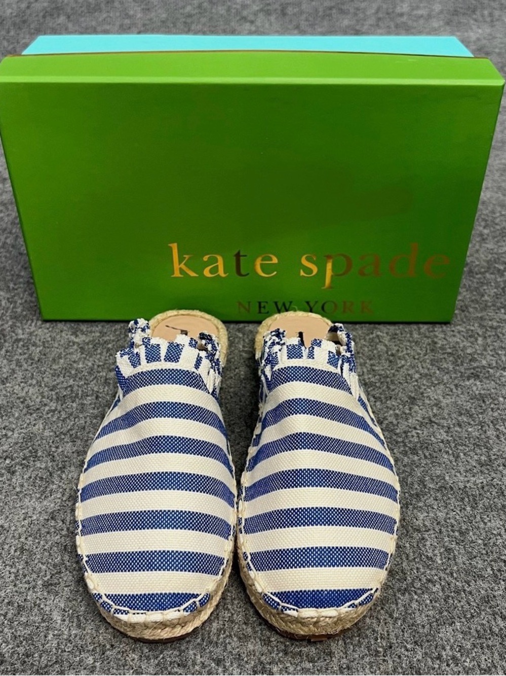 Kate Spade  Navy Blue & White Striped Slip-On Espadrilles
